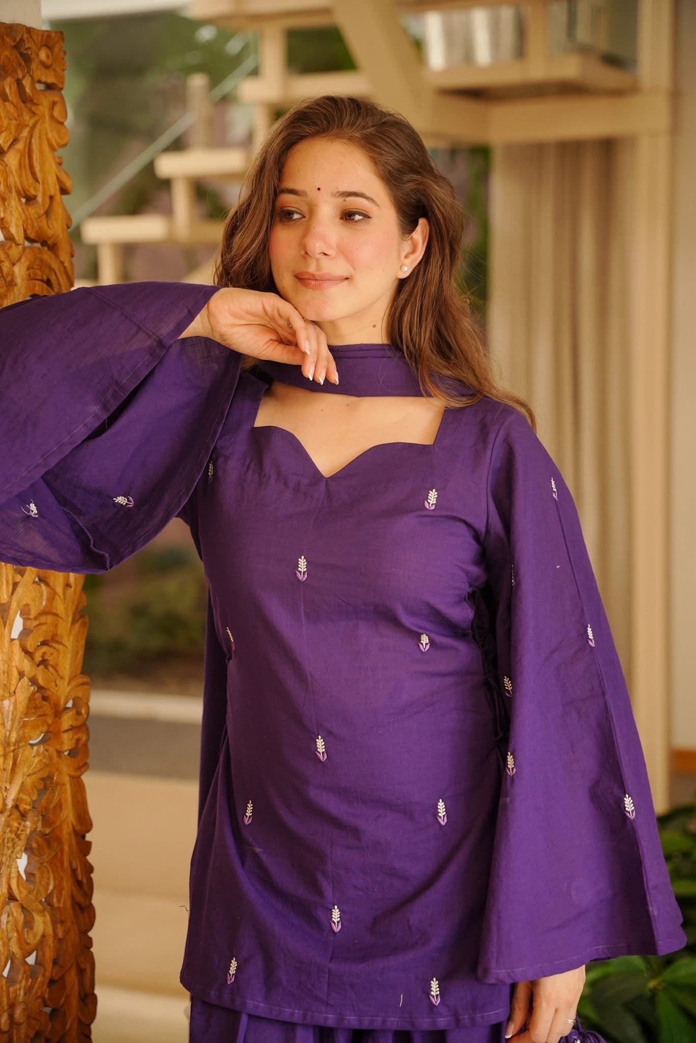 Purple Cotton Farshi Salwar Set