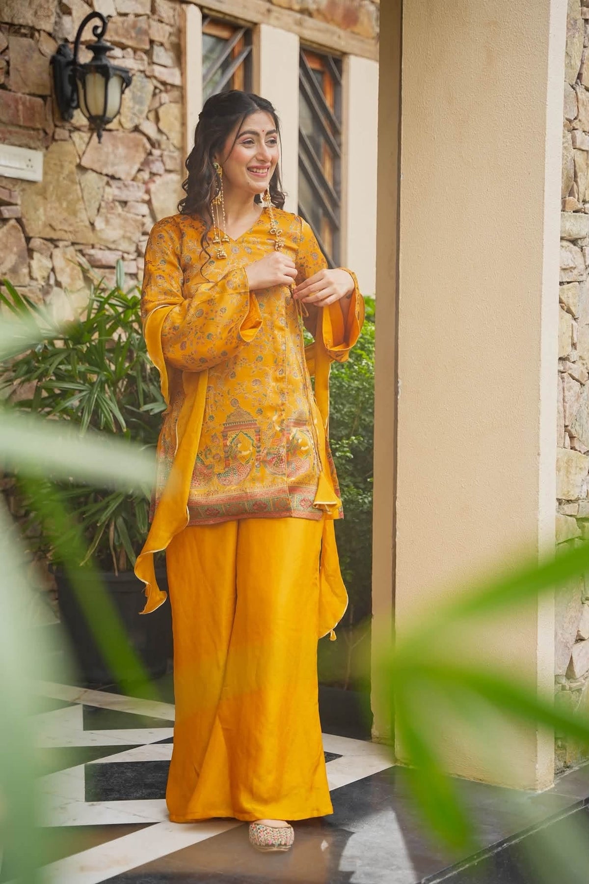 Mustard Ethnic Glam Co-ord Set