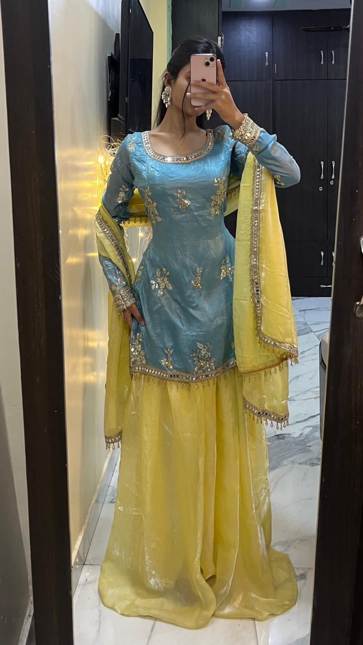 Fendy Silk Real Mirror Plazzo Set