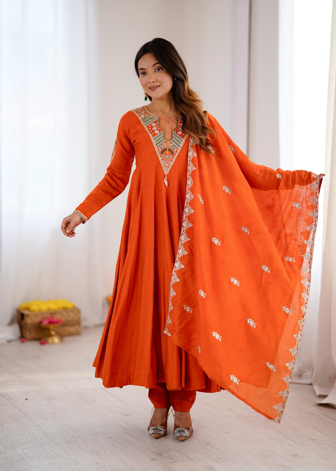 Elegant Embroidered Work Anarkali Suit Set
