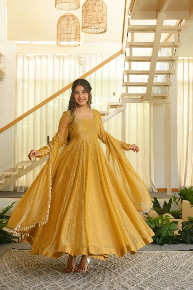Beautiful Salsa Silk Anarkali Suit Set