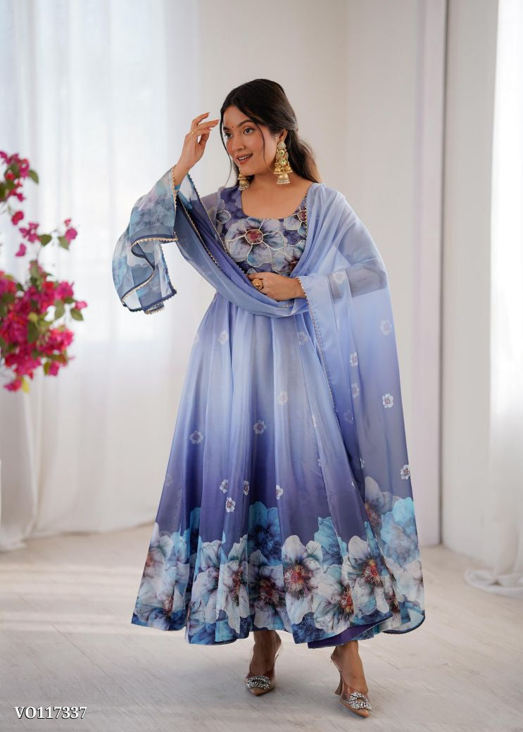 Beautiful Floral Prined Anarkali Suit Set