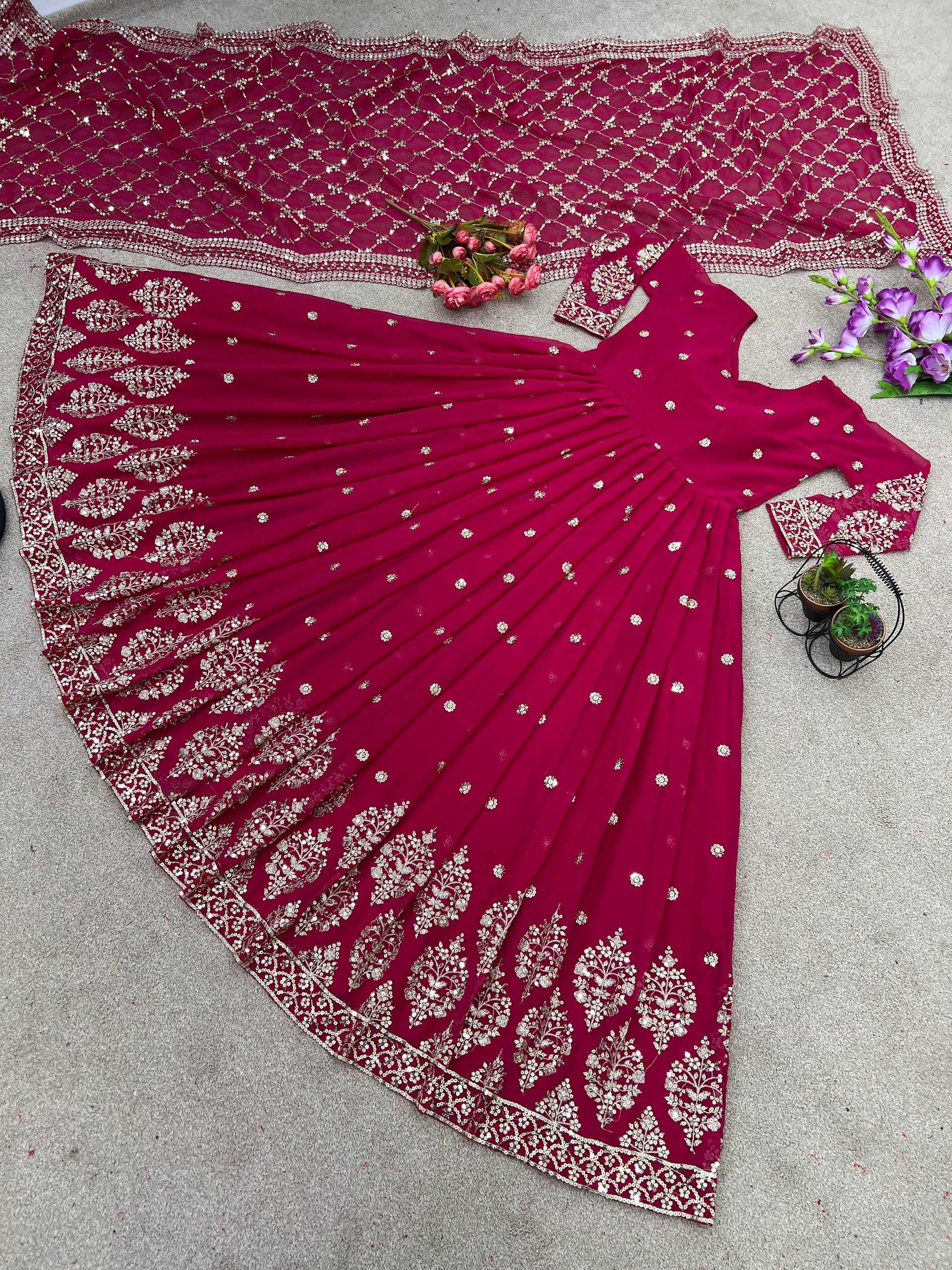 Beautiful Embroidered Sequence Work Anarkali Suit Set