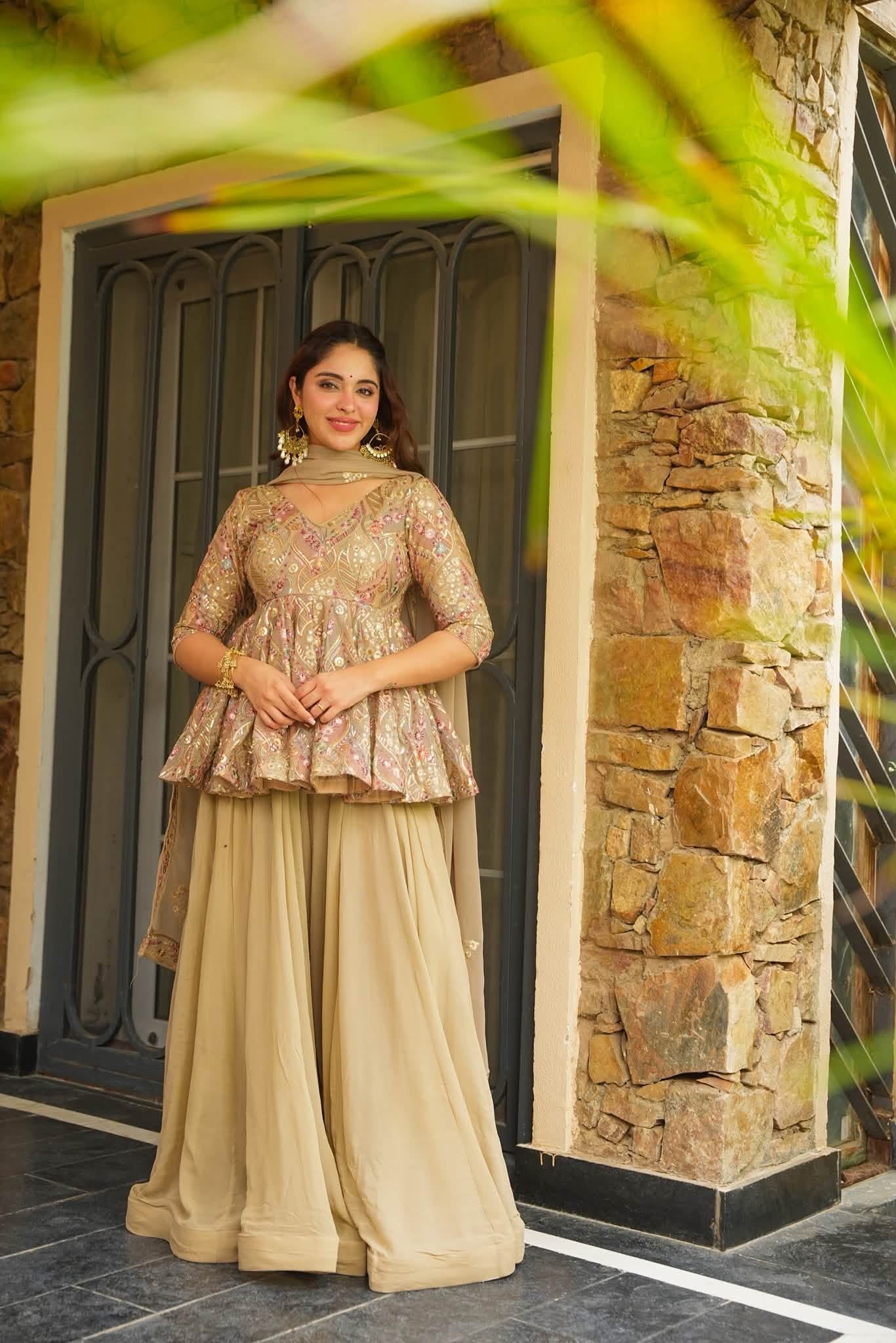Beautiful Embroidered Top Sharara Set