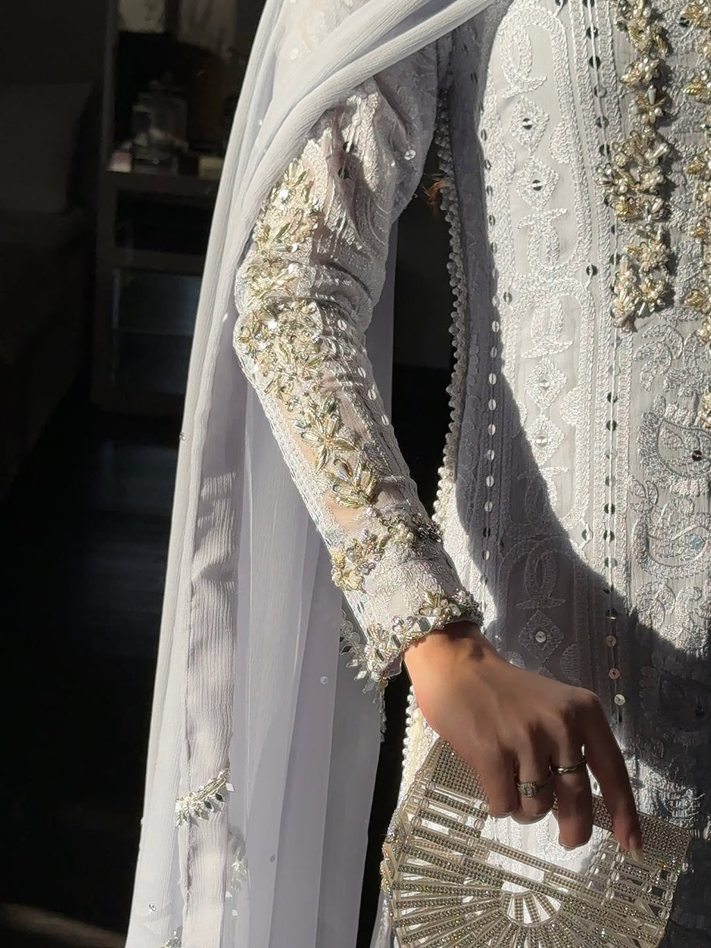 Ice Blue Embroidered Sharara Set