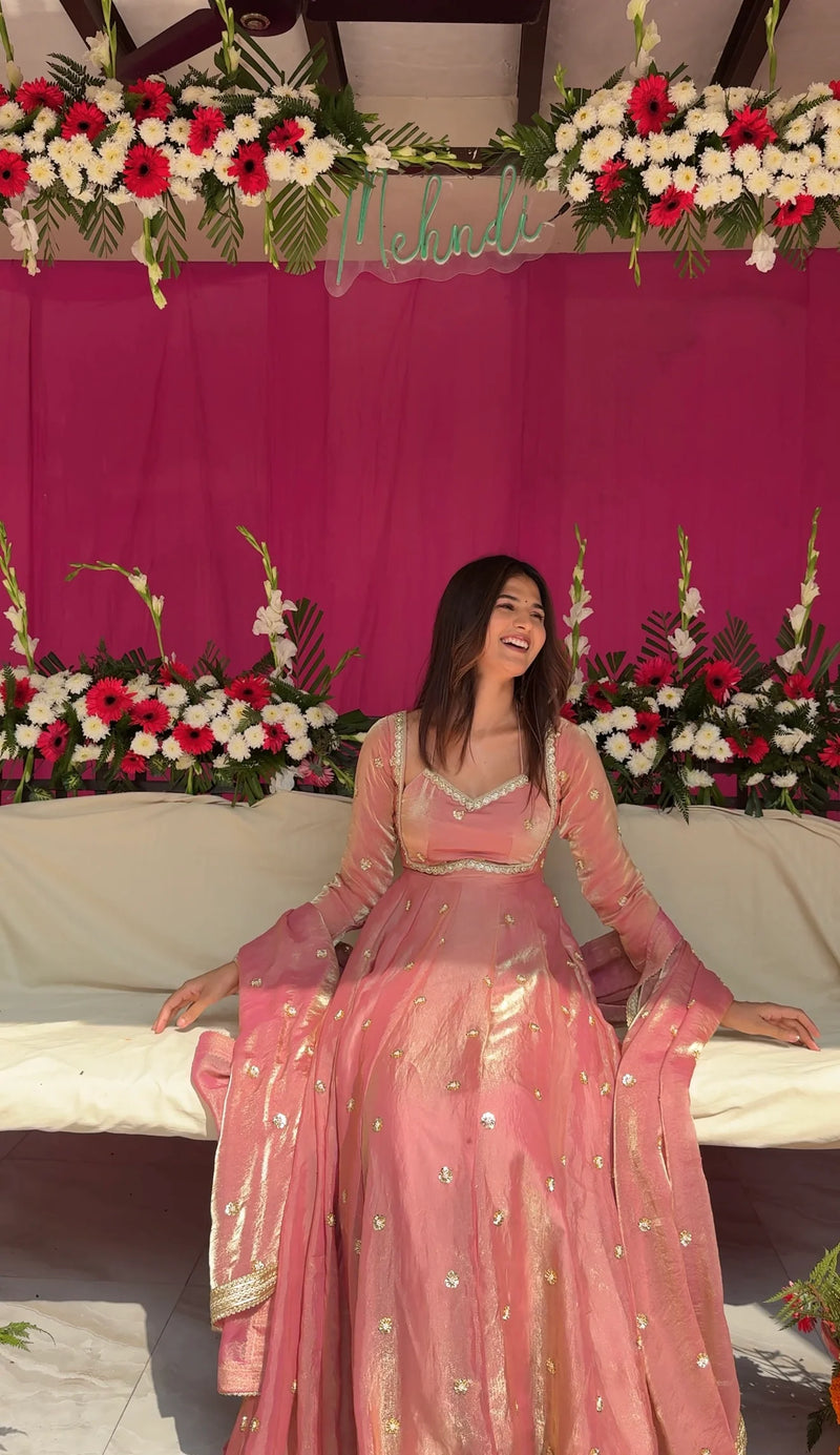 Glamorous Pink Ethnic Embroidered Anarkali Suit