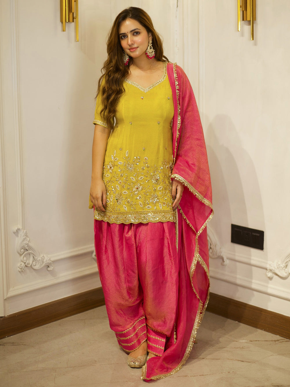 Beautiful Yellow & Pink Patiala Suit