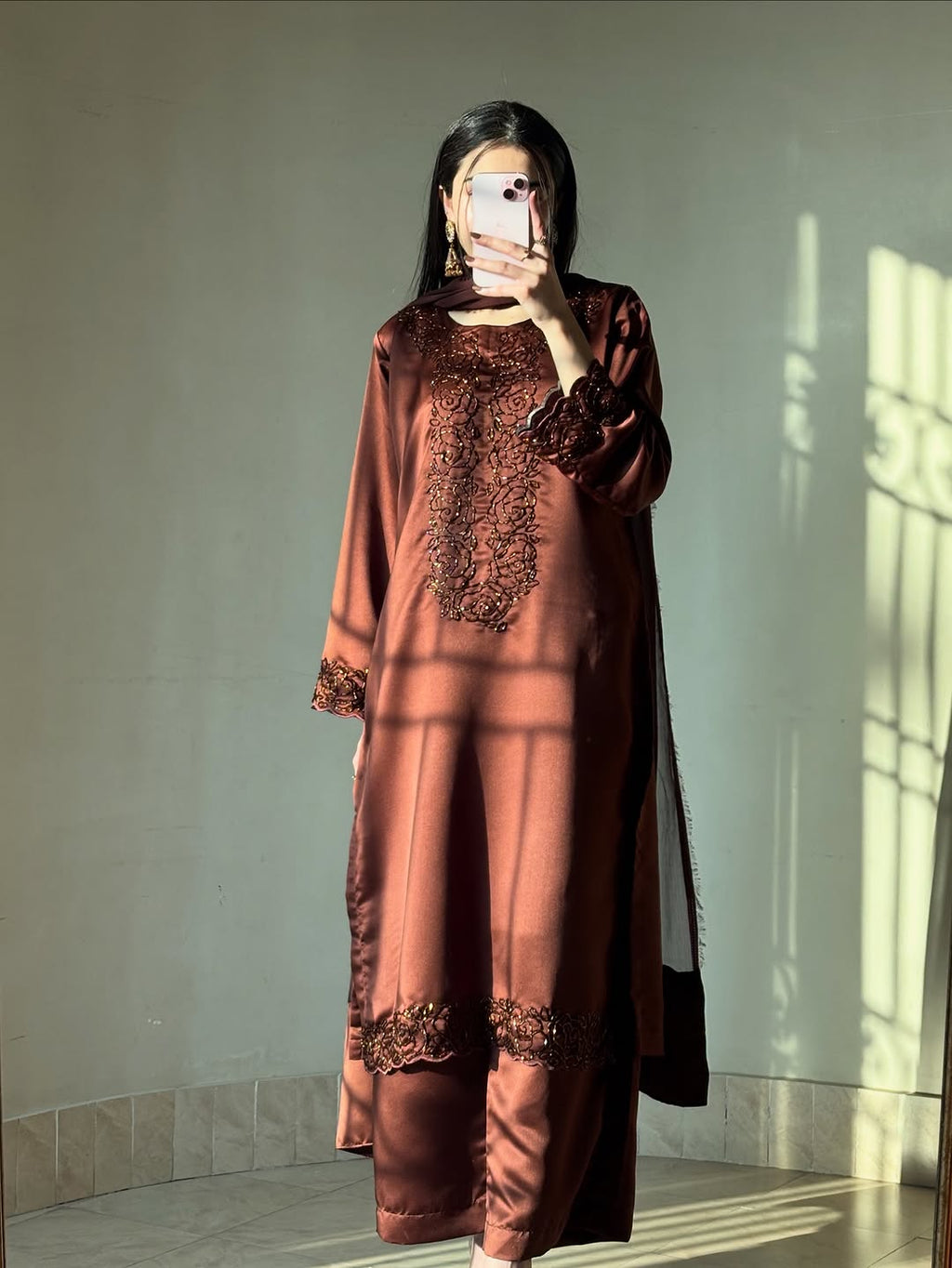 Premium Embellished Straight Pakistani Suit Set