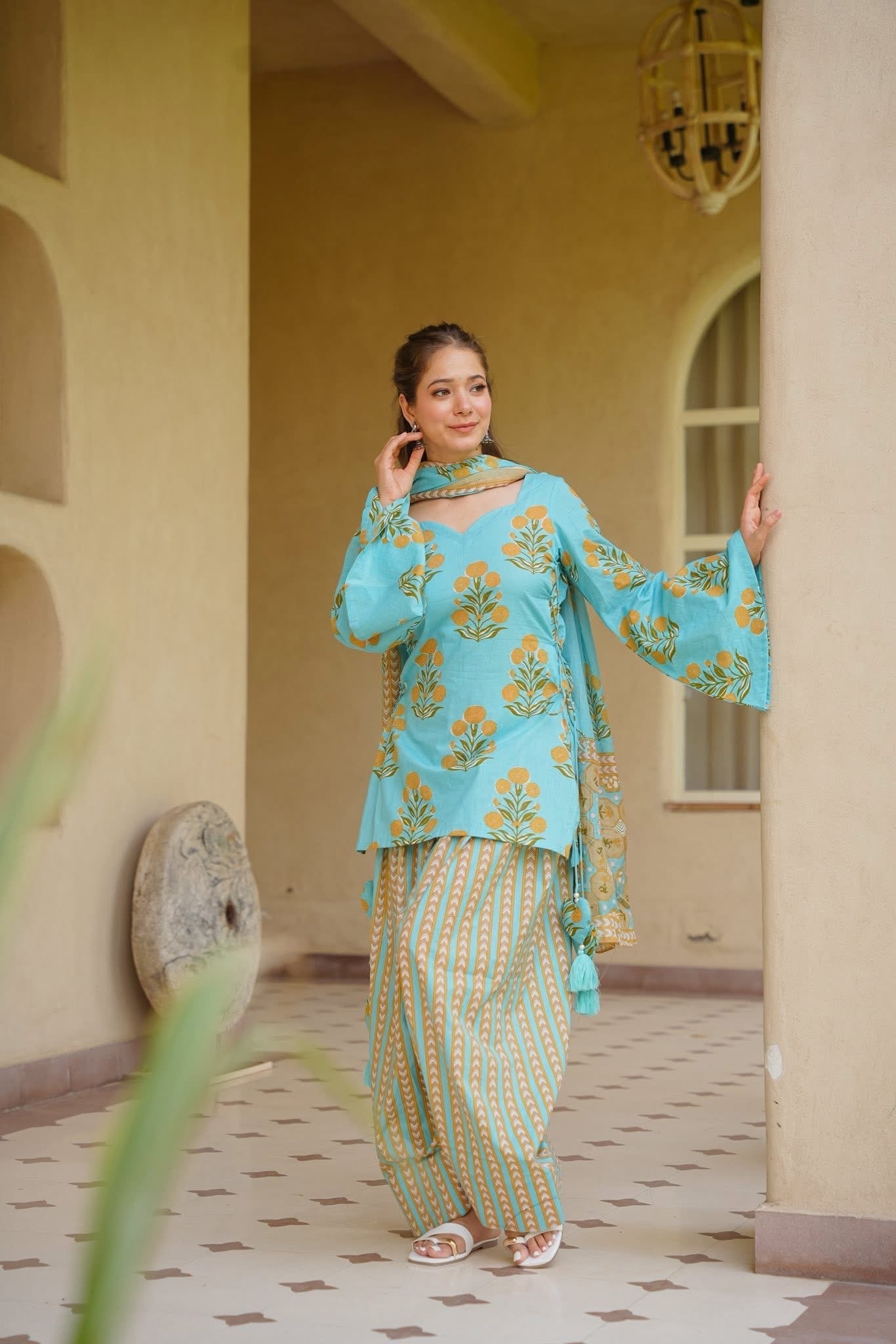 Printed Cotton Farshi Salwar Suit Set
