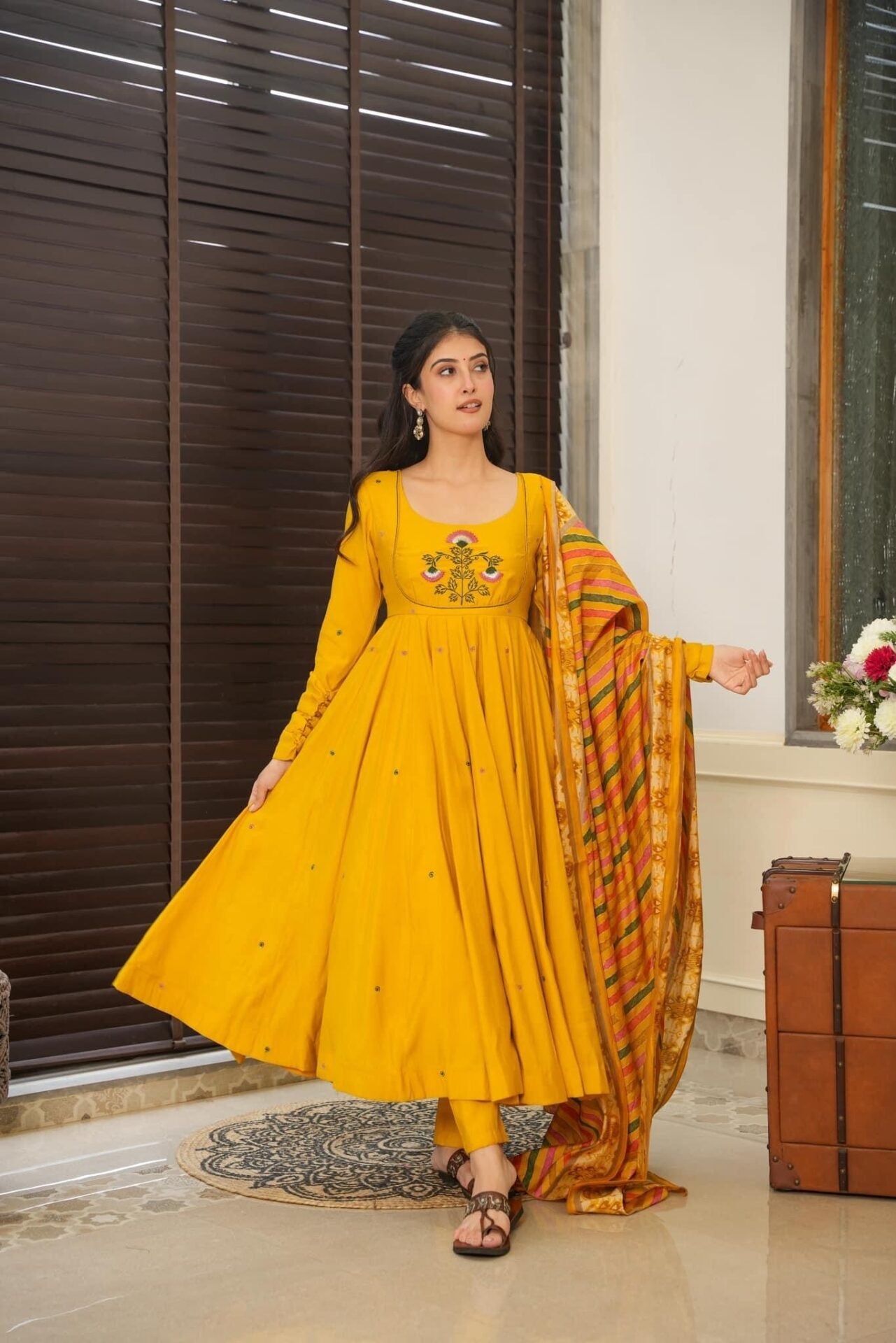 Beautiful Yellow Anarkali Suit Set ❤️