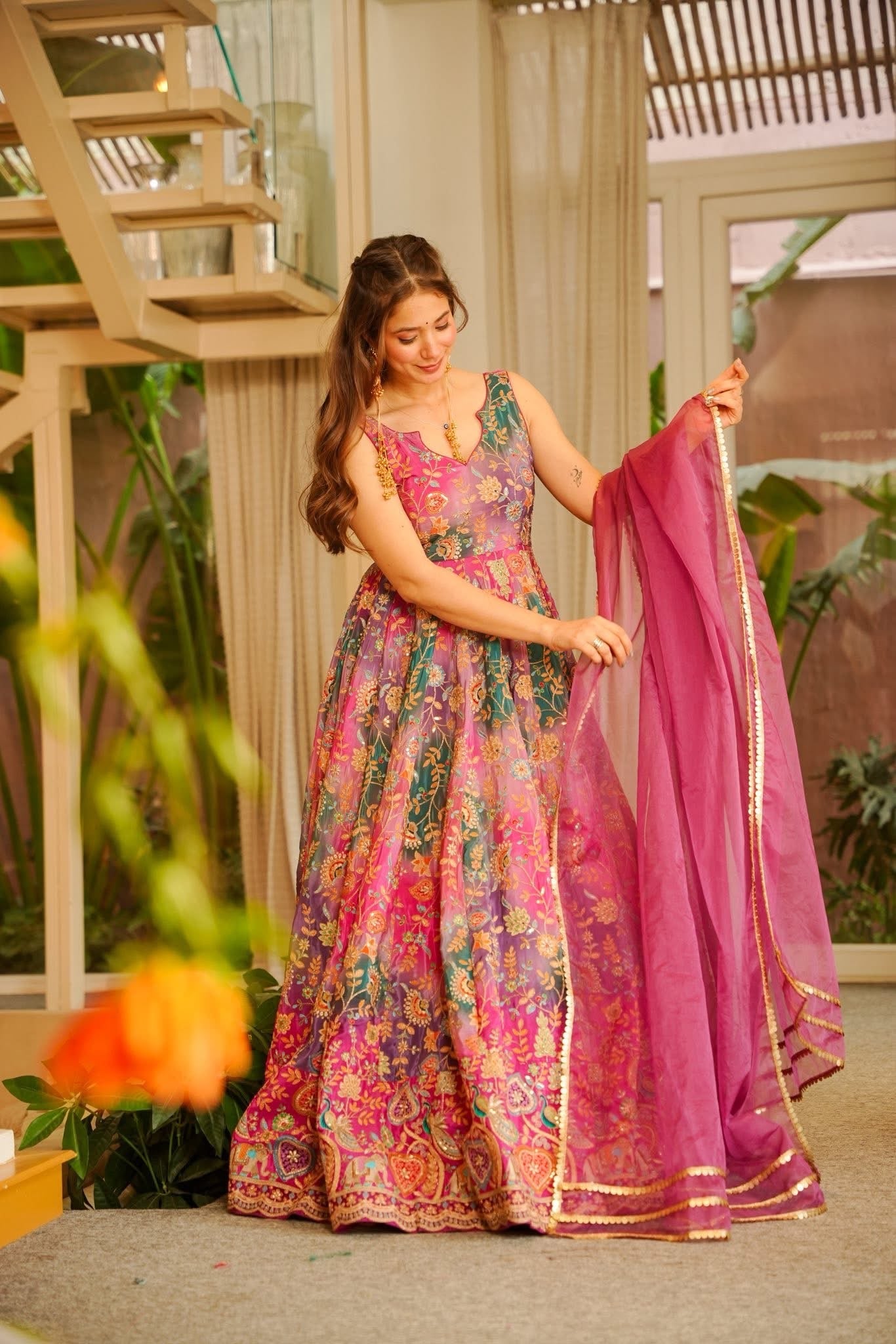 Beautiful Pink Shade Anarkali Suit Set