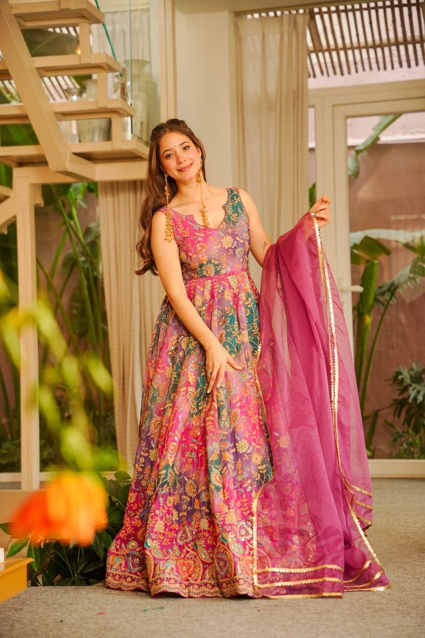 Beautiful Pink Shade Anarkali Suit Set