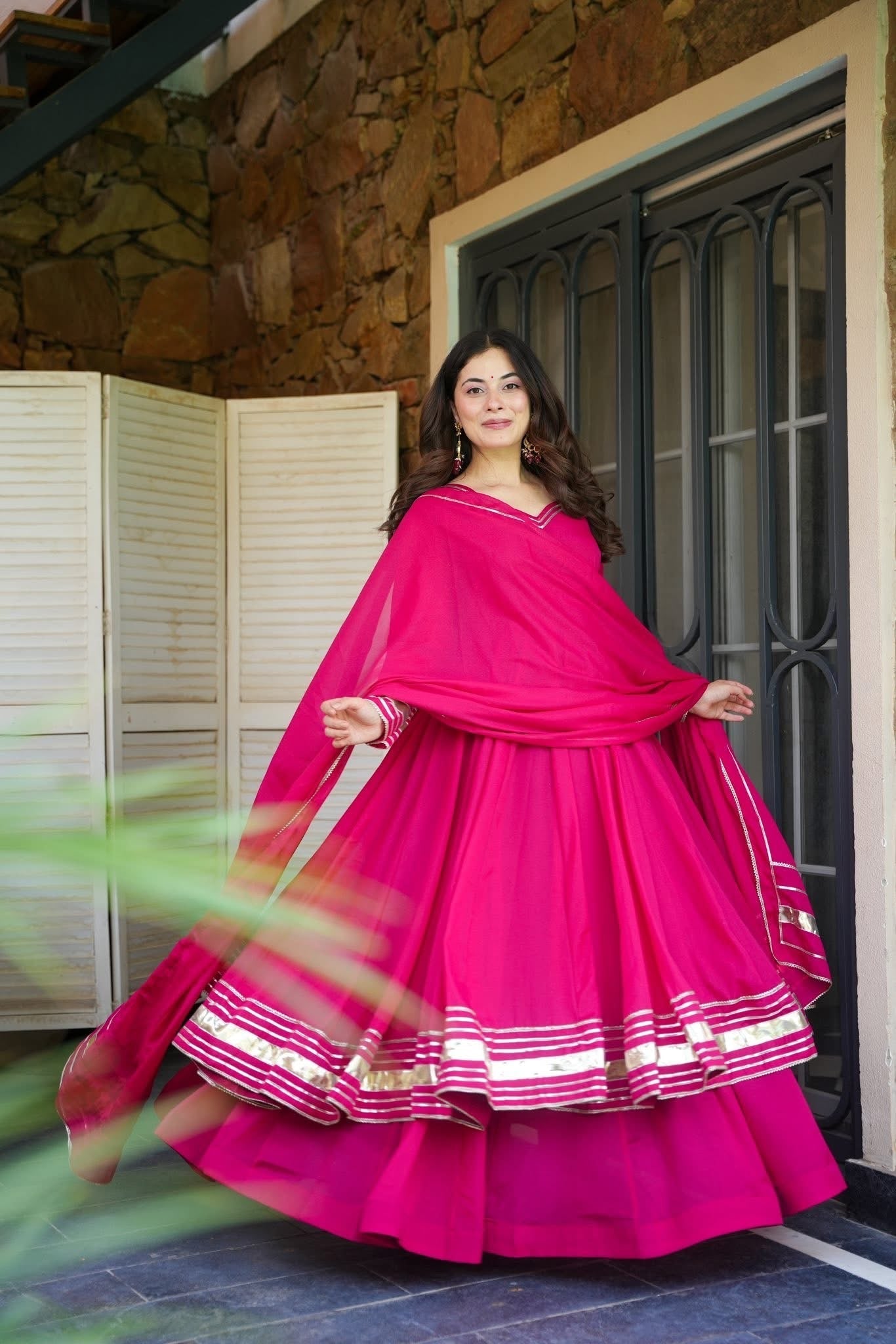 Beautiful Georgette Pink Anarkali Gown Set