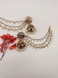 Trendy Kundan Pearl Earing With Chain