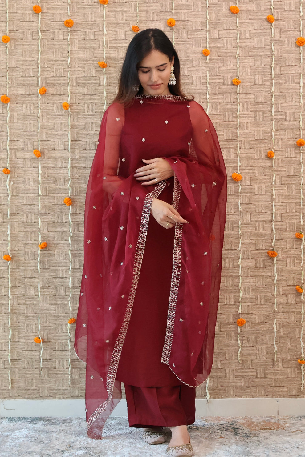 Berry Wine Chanderi Silk Kurta Set