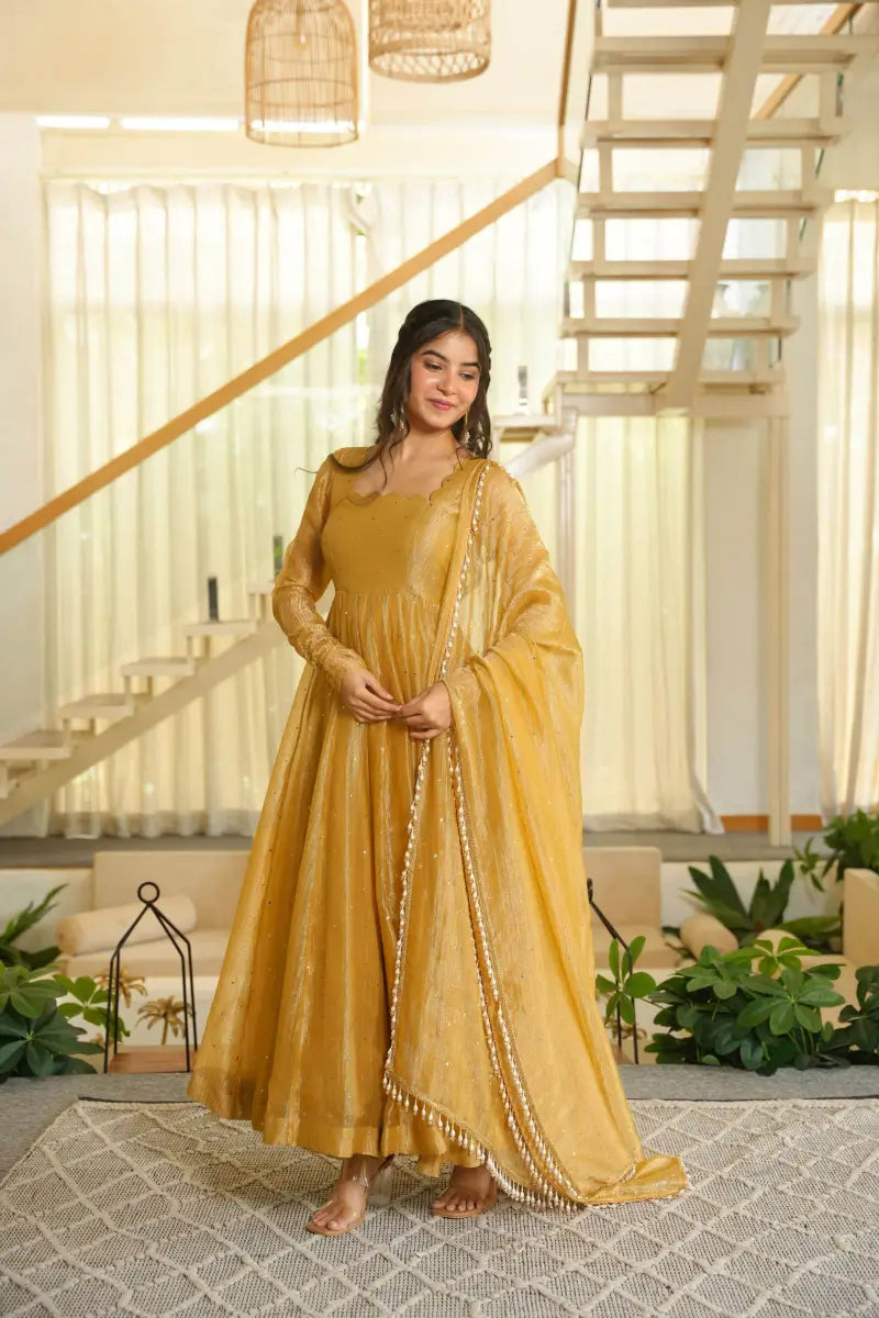 Beautiful Salsa Silk Anarkali Suit Set