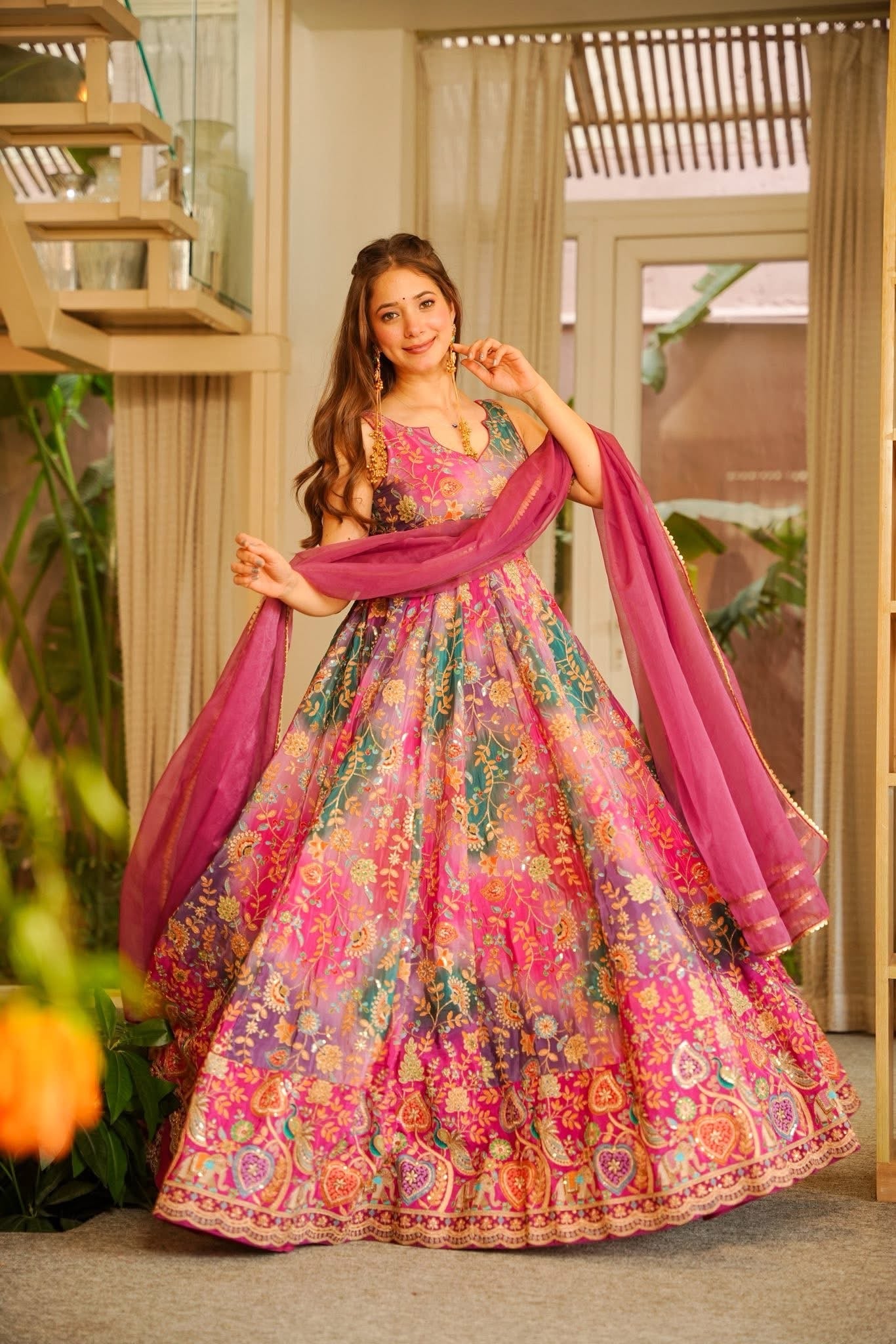 Beautiful Pink Shade Anarkali Suit Set