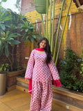 Beautiful Pink Cotton Farshi Salwar Suit