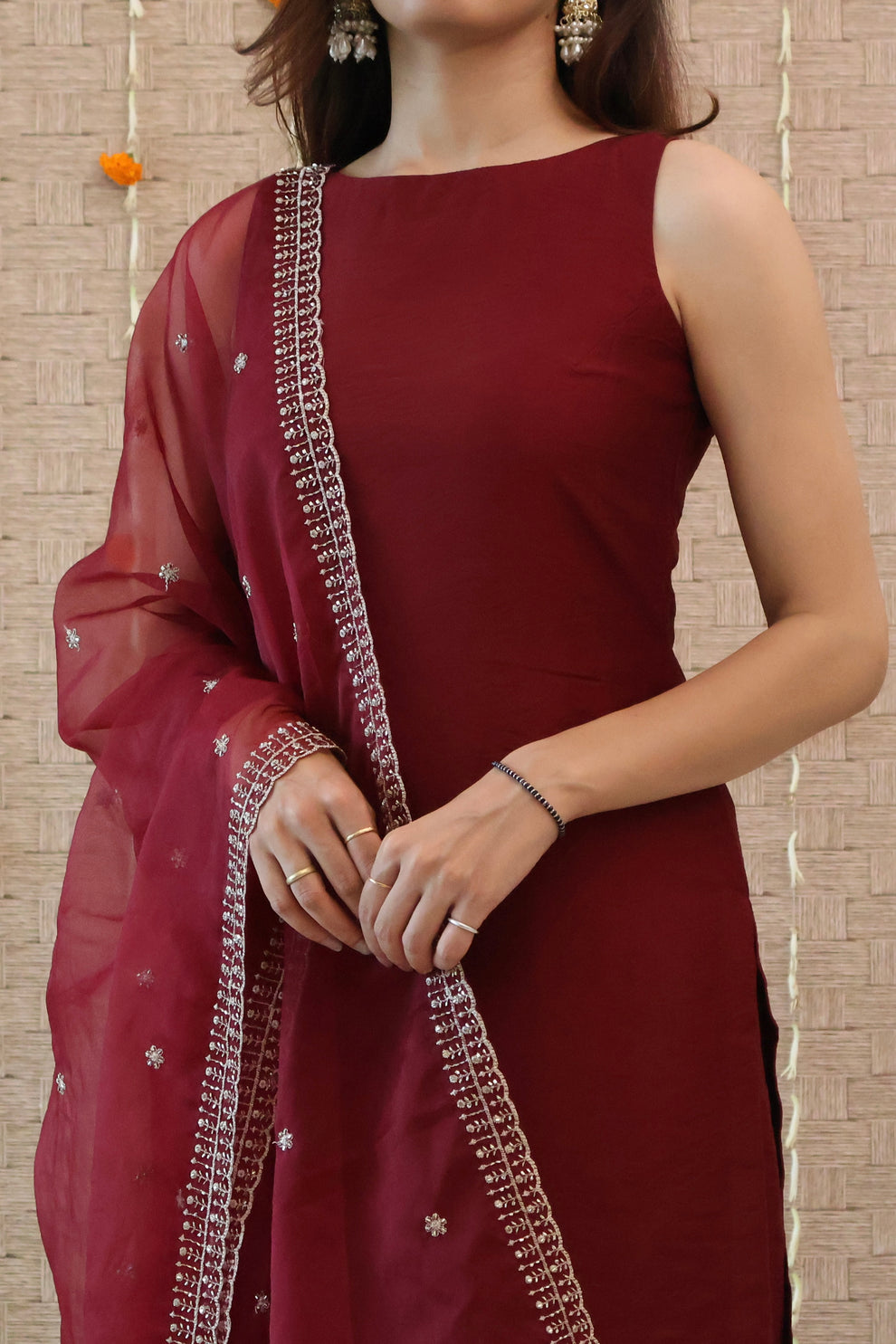 Berry Wine Chanderi Silk Kurta Set