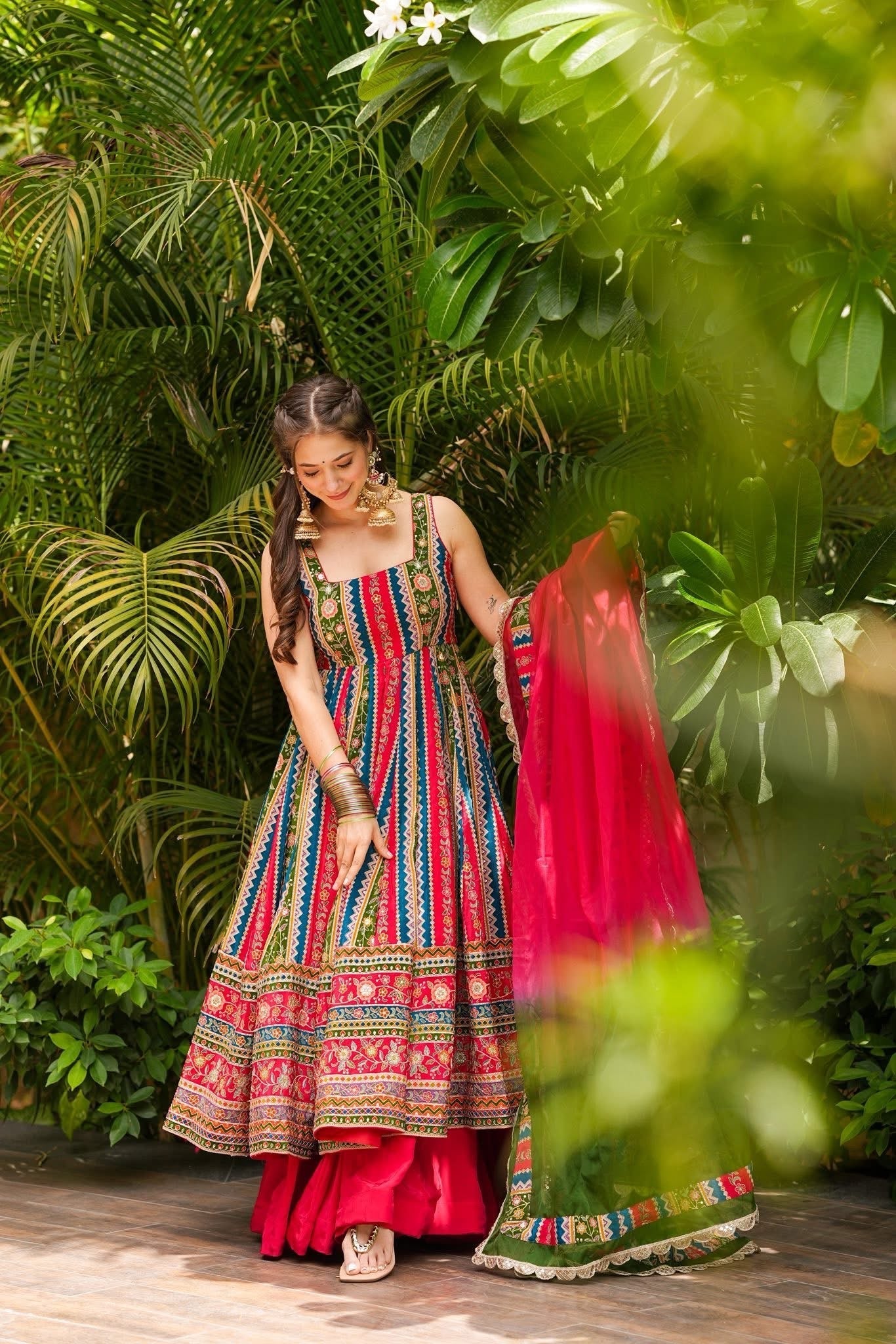 Traditional Heavy Embroidered Work Anarkali Suit Set
