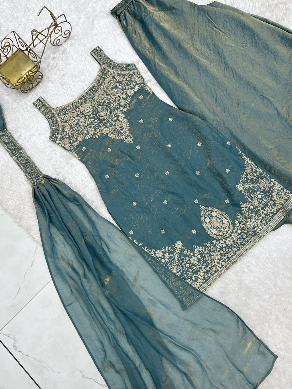 Beautiful Sleeveless Top Sharara Set