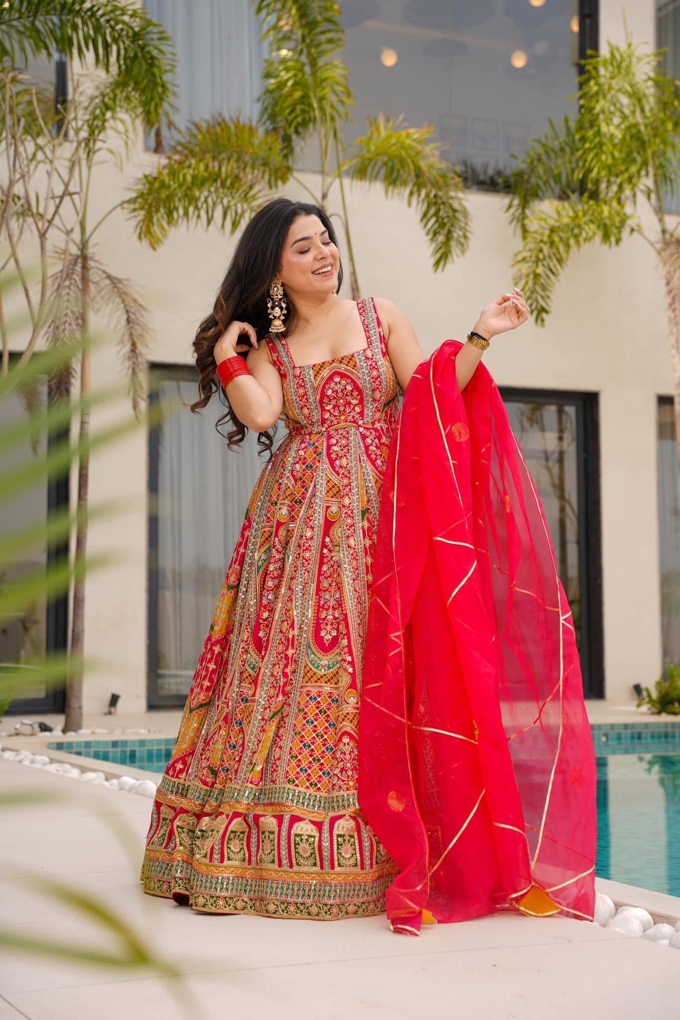 Traditional Heavy Embroidered & Sequence Work Anarkali Gown Set