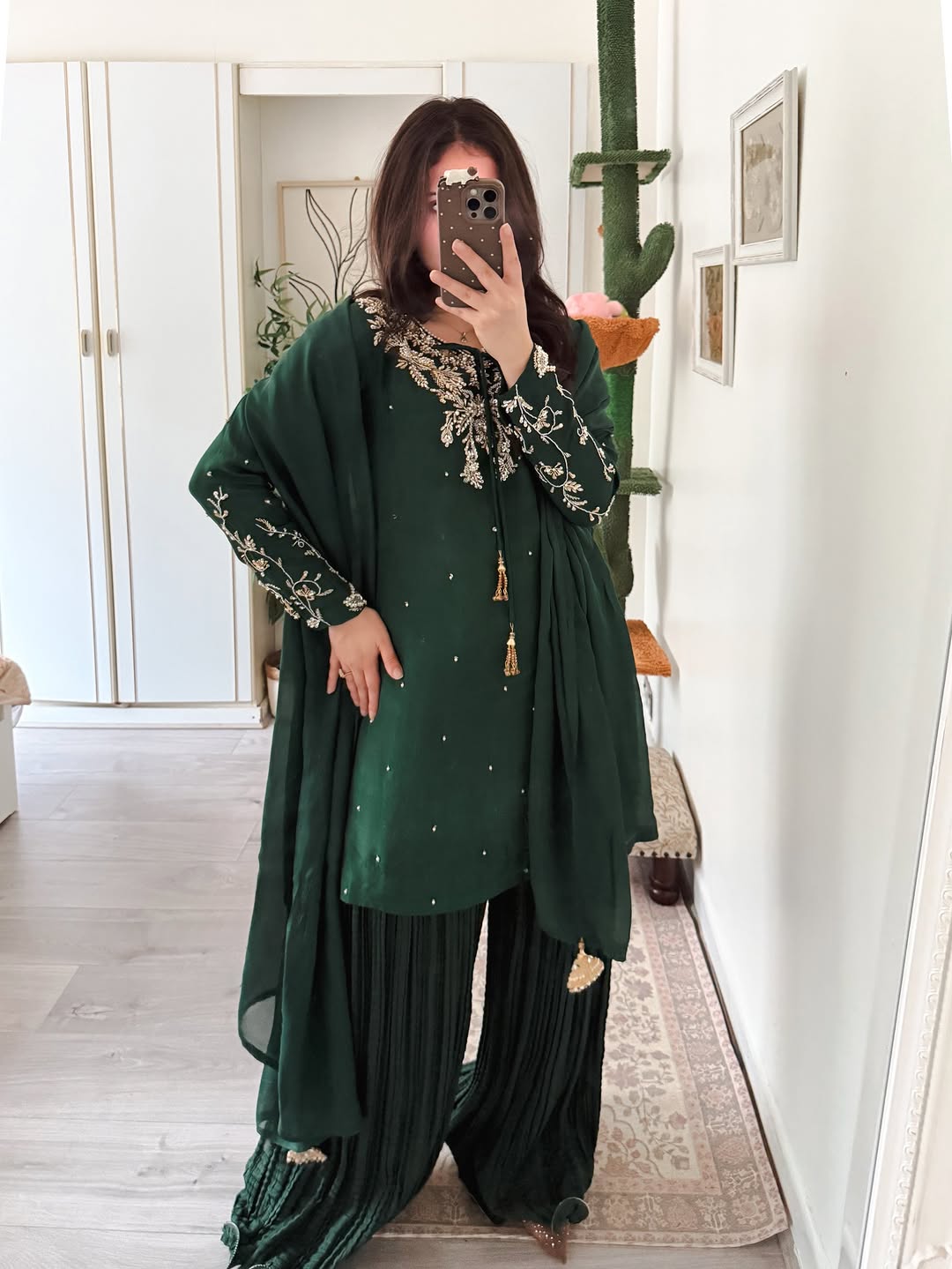 Emerald Green Pleated Sharara Set