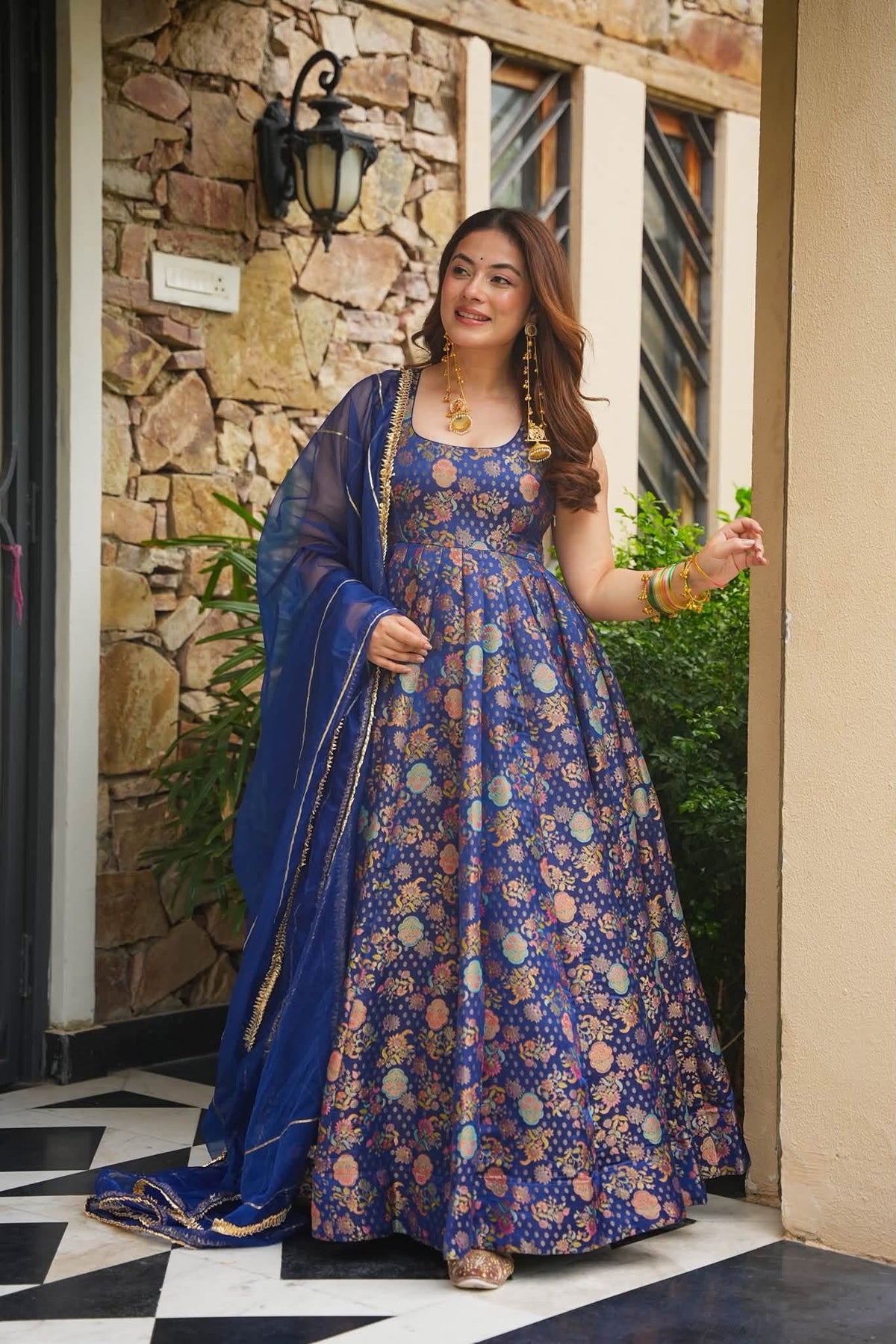 Banarasi Royal Heavy Embroidered Anarkali Suit Set