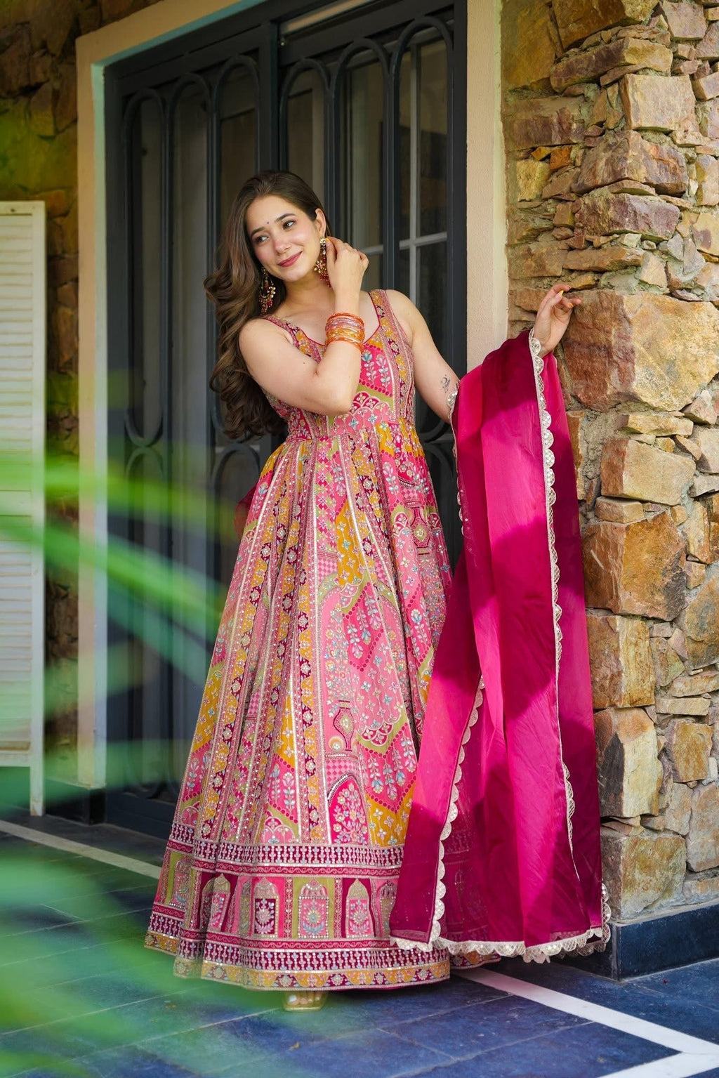 Traditional Heavy Embroidered and Sequence Work Anarkali Gown Set