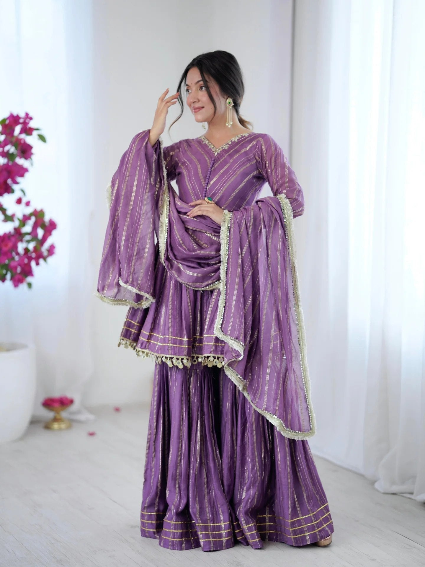 Beautiful Mal Chanderi Sharara Suit Set