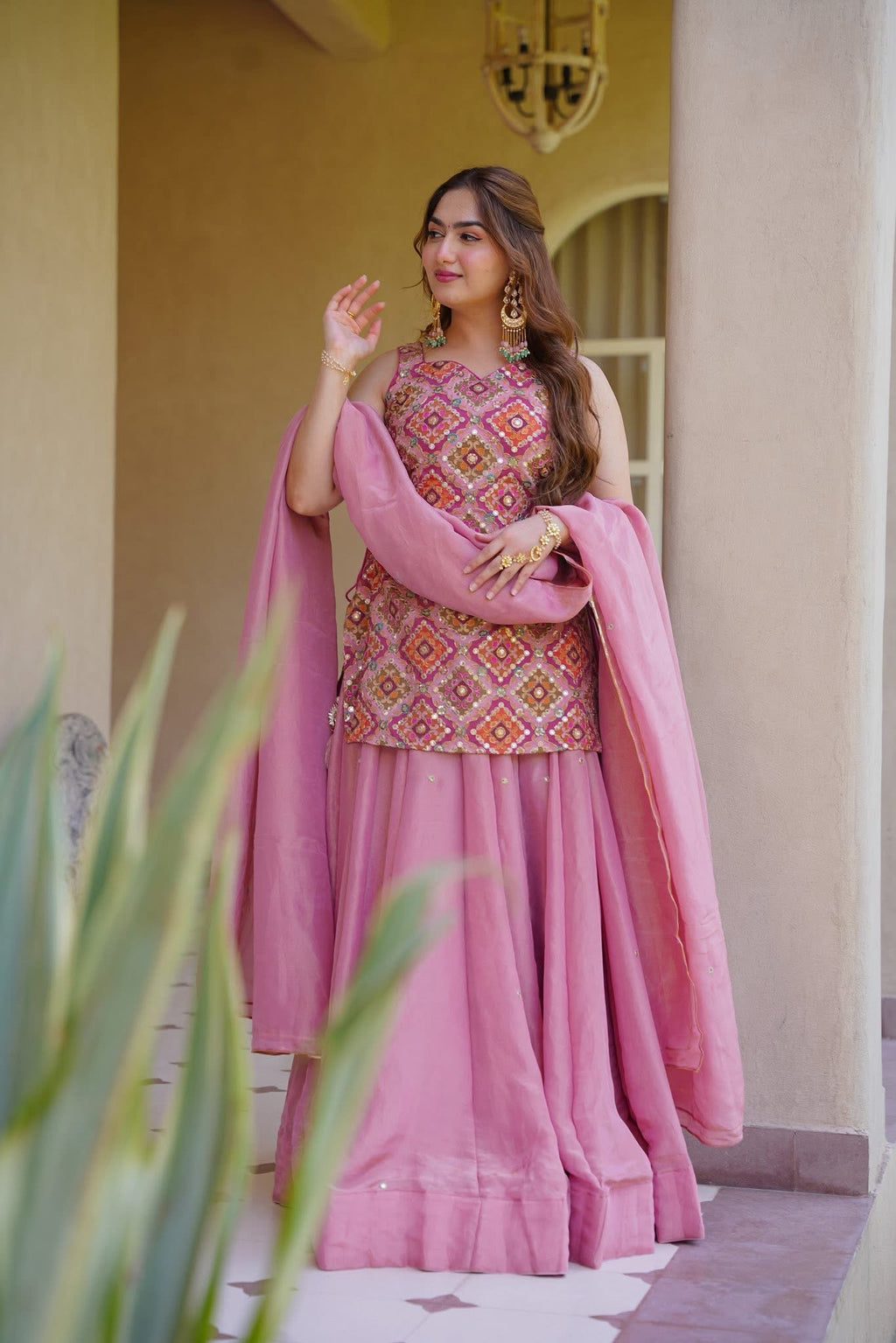 Beautiful Grace Pink Kurta Skirt Set