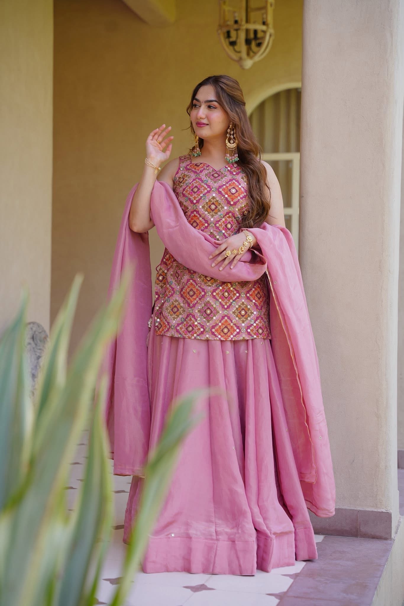 Beautiful Grace Pink Kurta Skirt Set