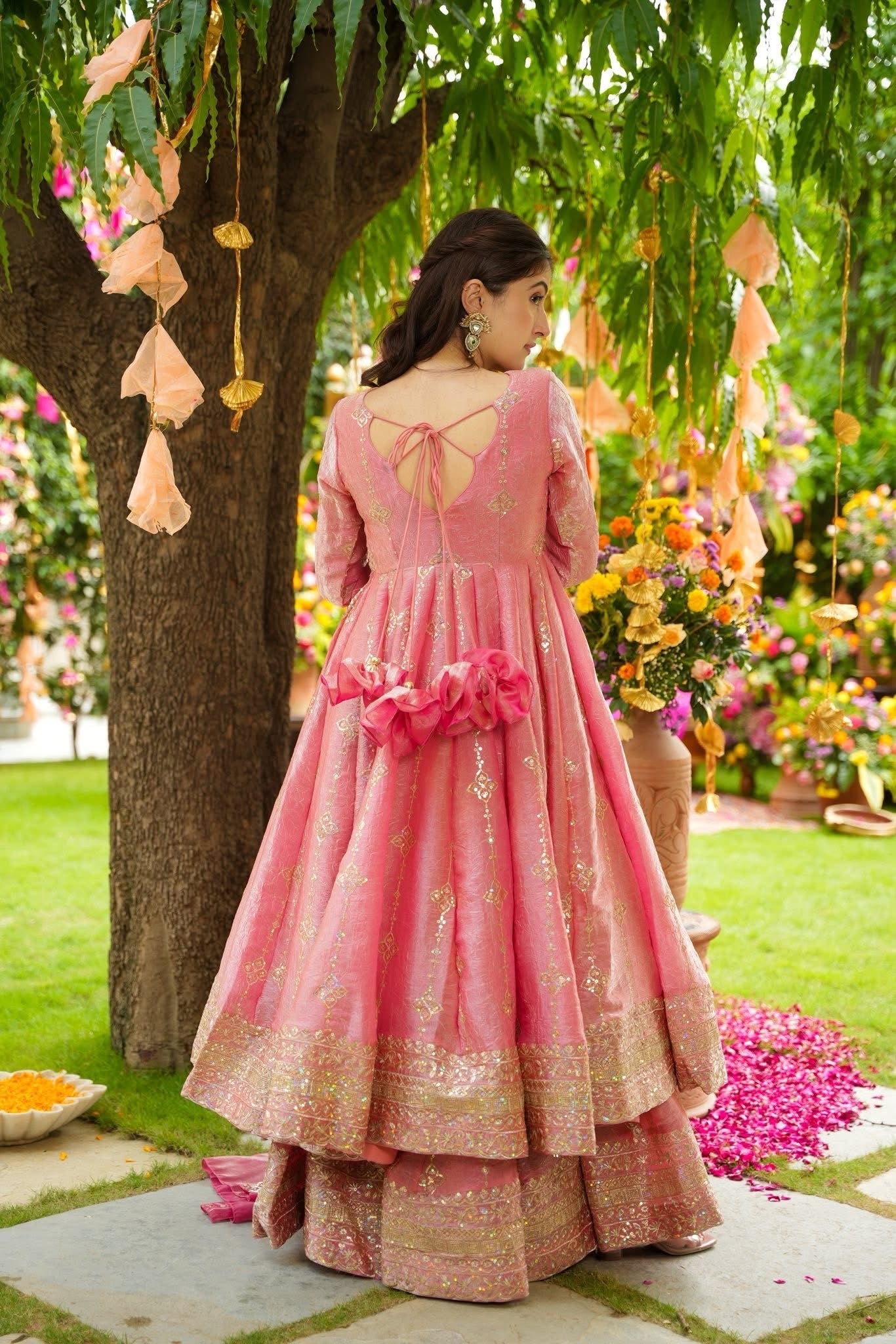 Beautiful Crushed Tissue Silk Anarkali Suit Set