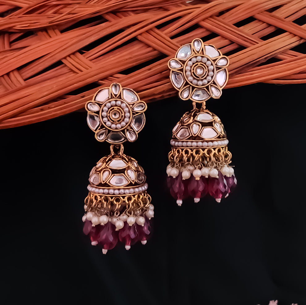 Small Kundan jhumki Earing Set