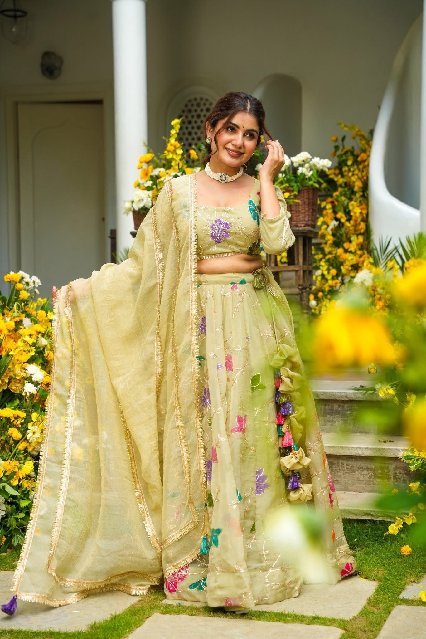 Beautiful Floral Organza Lehenga Set