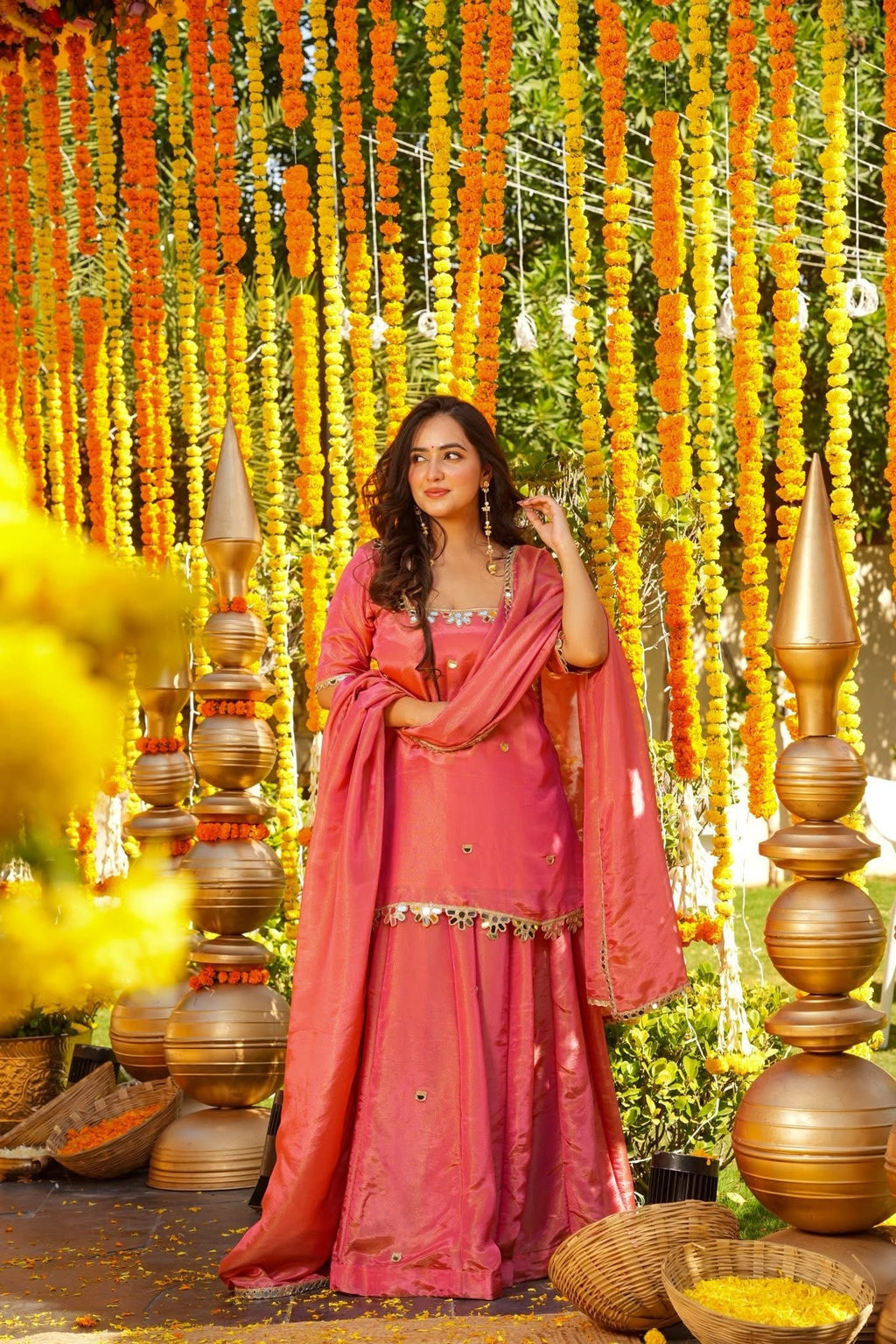 Pink Wedding Wear Sharara Set