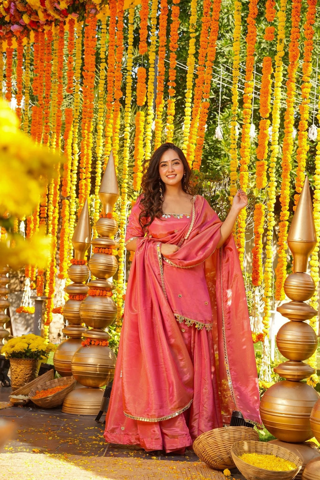 Pink Wedding Wear Sharara Set