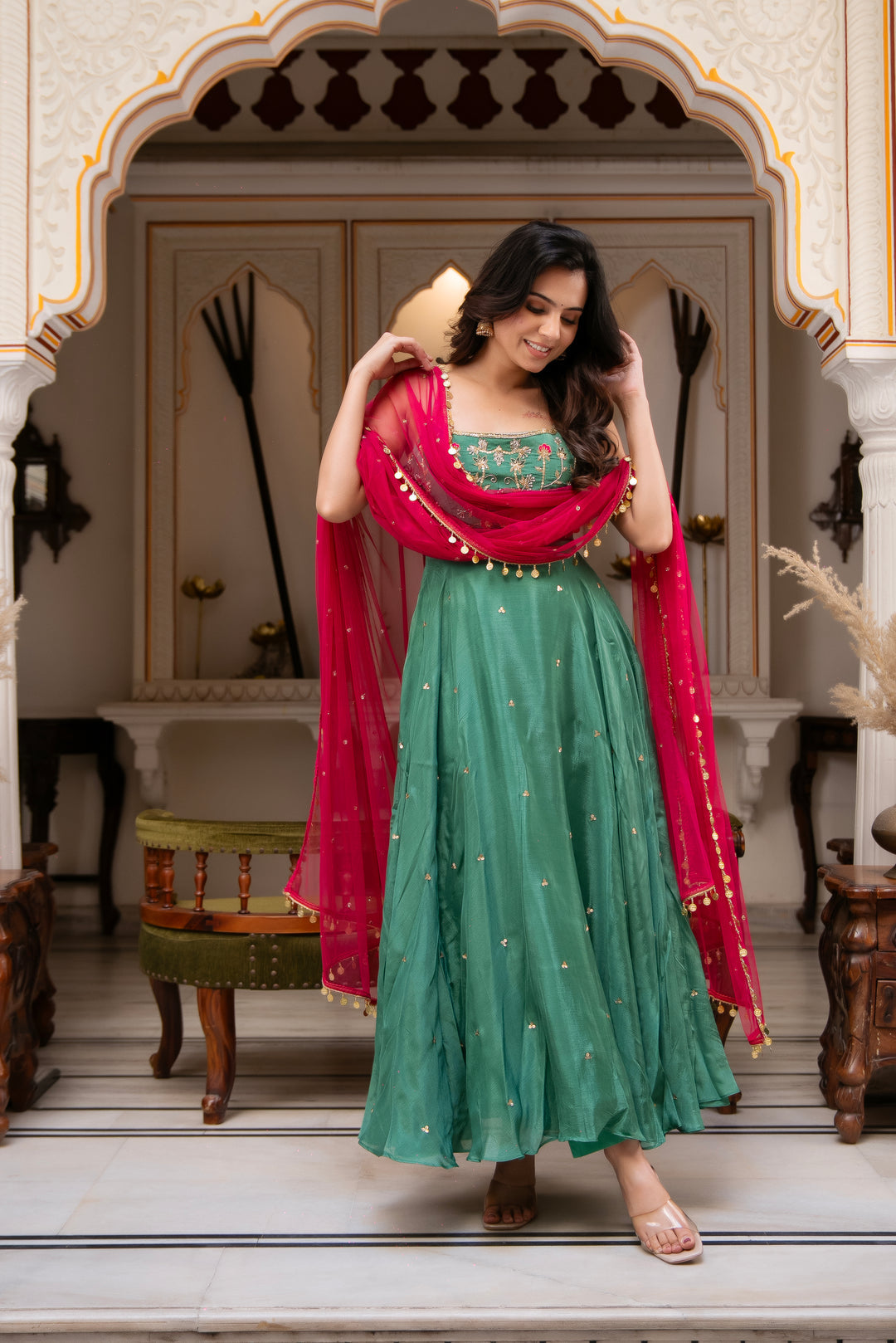 Embroidered Anarkali Suit Set