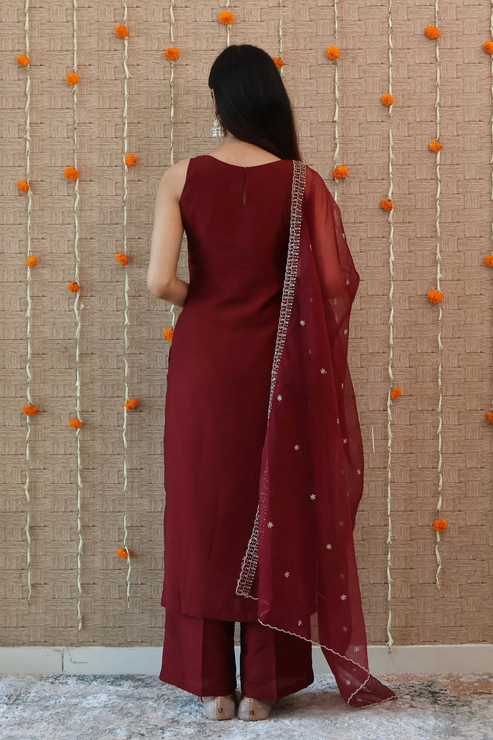 Berry Wine Chanderi Silk Kurta Set