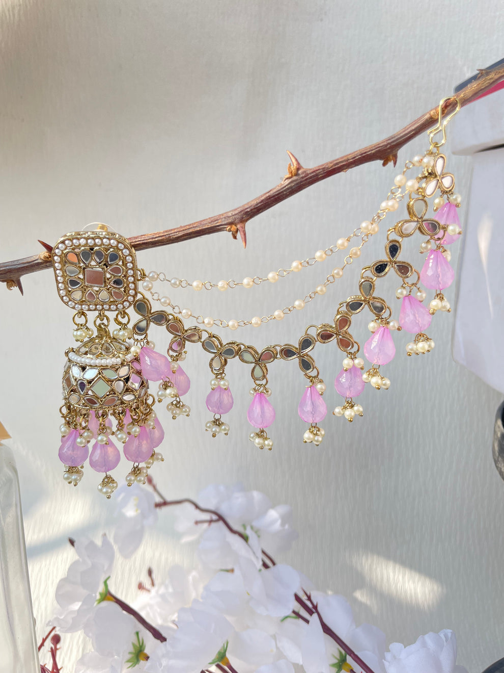 Kundan Earing Set with chain