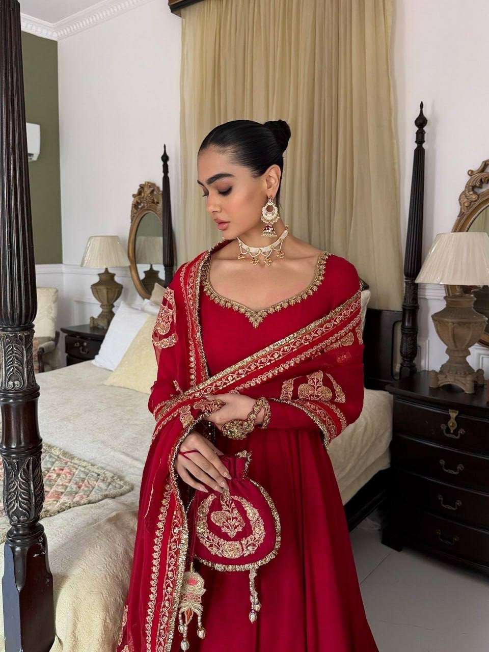 Beautiful Embroidered karwachauth Special Anarkali Suit