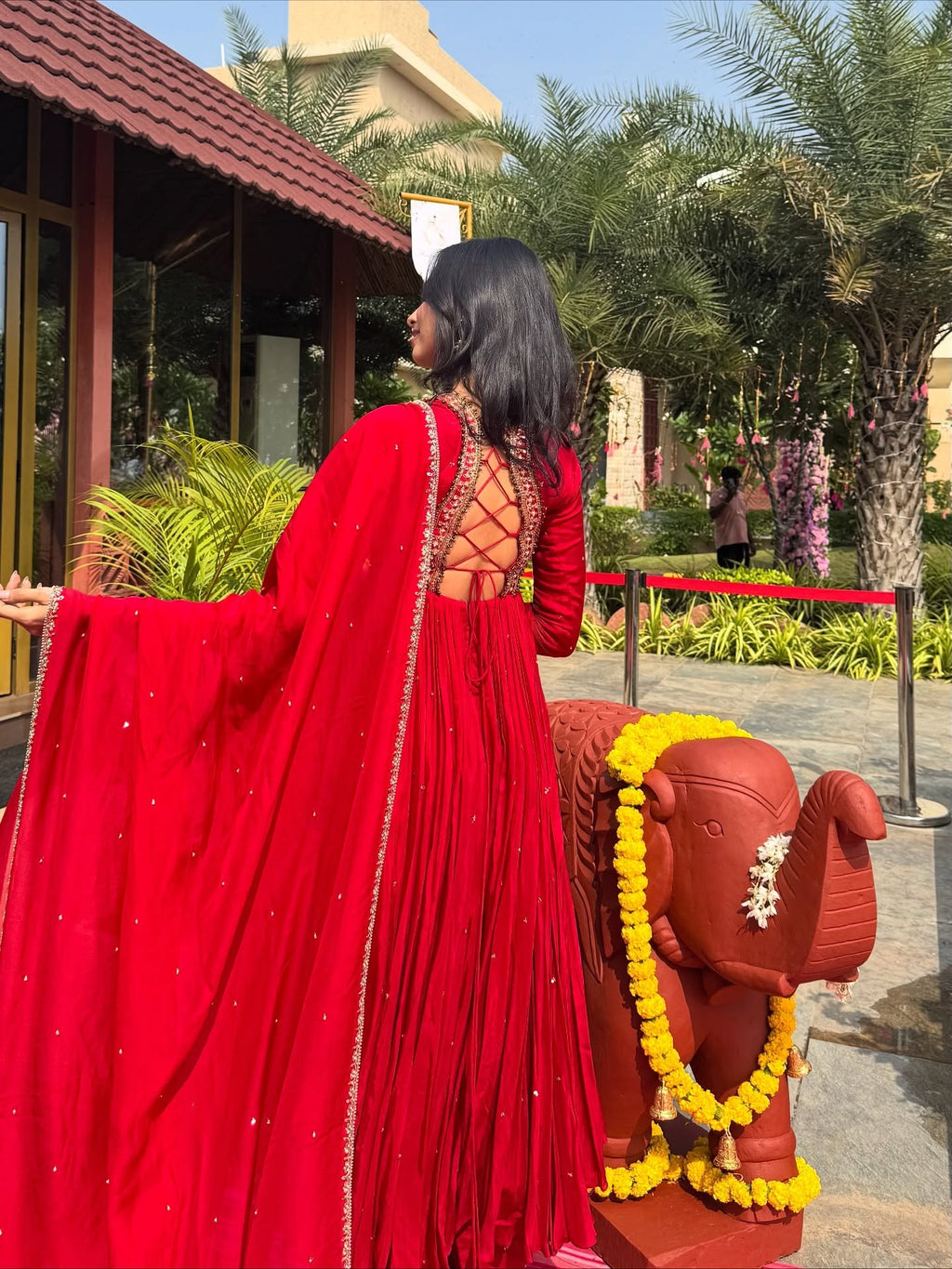Elegant Red Anarkali Suit Set