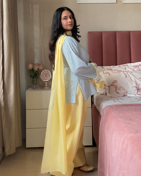Beautiful ButterYellow Farshi Salwar Suit