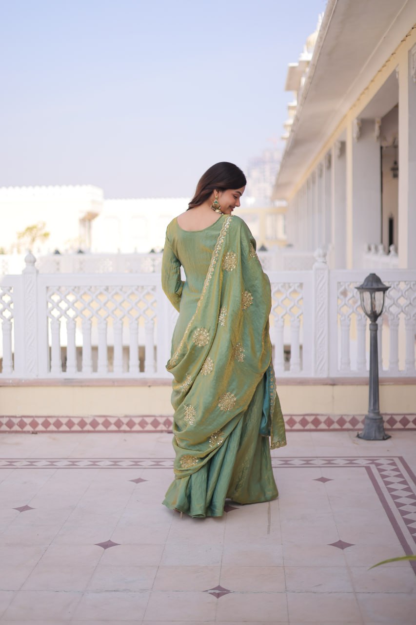 Beautiful Crushed Tissue Silk Sharara Set