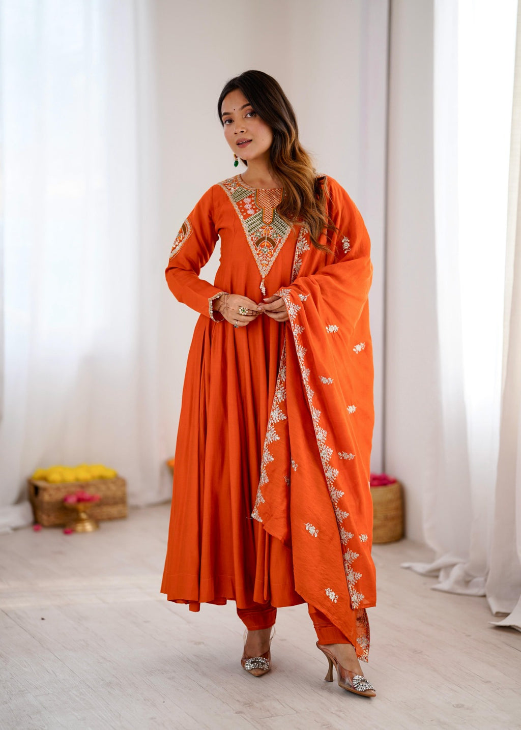 Elegant Embroidered Work Anarkali Suit Set