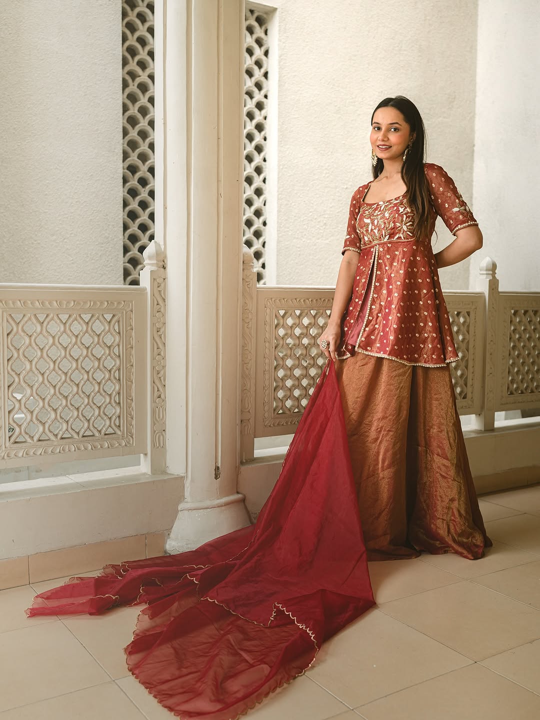 Beautiful Embroidered Top Skirt Set