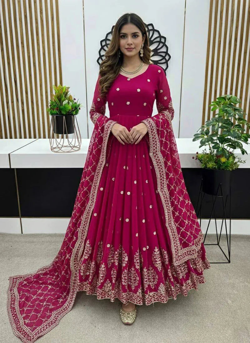 Beautiful Embroidered Sequence Work Anarkali Suit Set