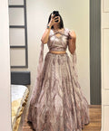 Dusty Rose Crystal Embroidered Lehenga Set