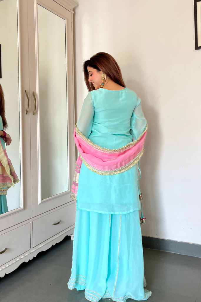 Beautiful Blue -Pink Combo Shara Suit Set