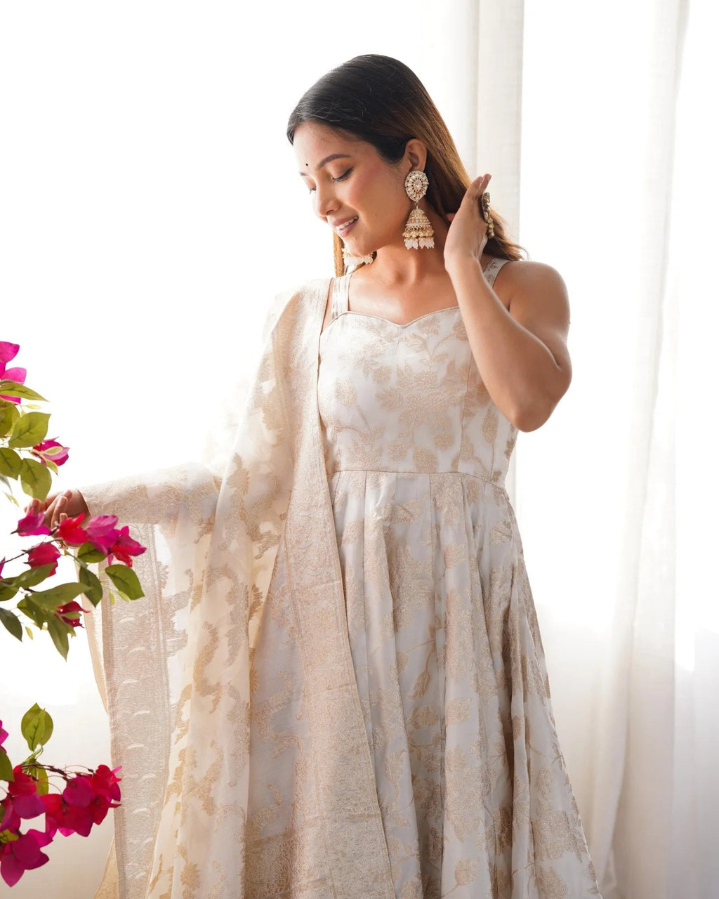 Classic Banarasi Jacquard Silk Anarkali Suit Set